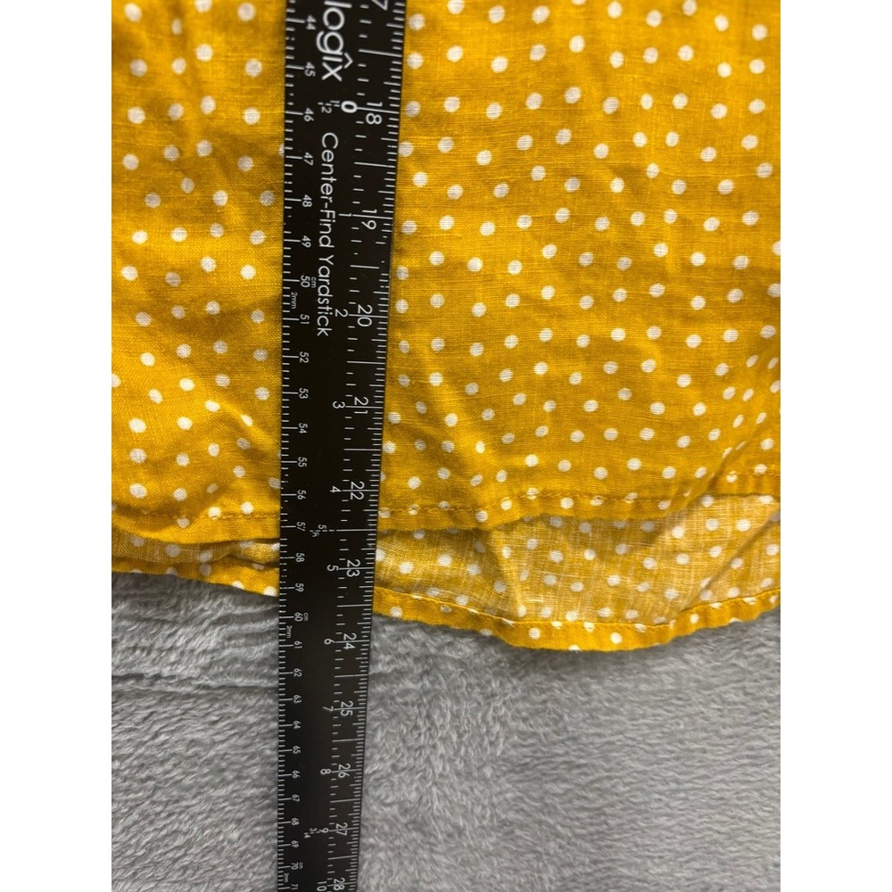 Rachel Zoe Linen Blouse Women Small Yellow Polka Dot Button Front Short Sleeve - Picture 7 of 9